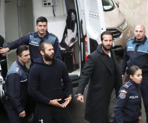 epa10493454 Andrew Tate (L) and his brother Tristan Tate (R) attend their hearing at the Bucharest Court, in Bucharest, Romania, 27 February 2023. The Bucharest Court on 21 February decided to extend the detention order in the case of the Tate brothers. Andrew Tate and his brother Tristan were arrested as a result of the DIICOT (Directorate for Investigating Organized Crime and Terrorism) inquiry under the charges of human trafficking and intention to form an organized crime group. Romanian police stated that the two brothers and their associates coerced victims for creating a paid pornography service for social media platforms.  EPA/ROBERT GHEMENT