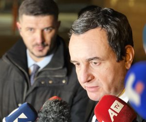 Bruxelles, 27.02.2023. - Predsjednik Srbije Aleksandar Vučić i kosovski premijer Albin Kurti nakon sastanka u Bruxellesu. Na fotografiji Albin Kurti. foto HINA/ Slavko VUKADIN/ ml