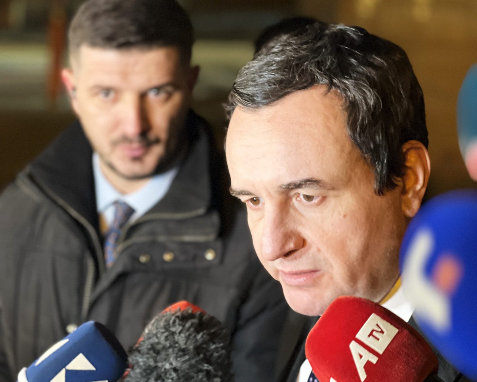 Bruxelles, 27.02.2023. - Predsjednik Srbije Aleksandar Vučić i kosovski premijer Albin Kurti nakon sastanka u Bruxellesu. Na fotografiji Albin Kurti. foto HINA/ Slavko VUKADIN/ ml