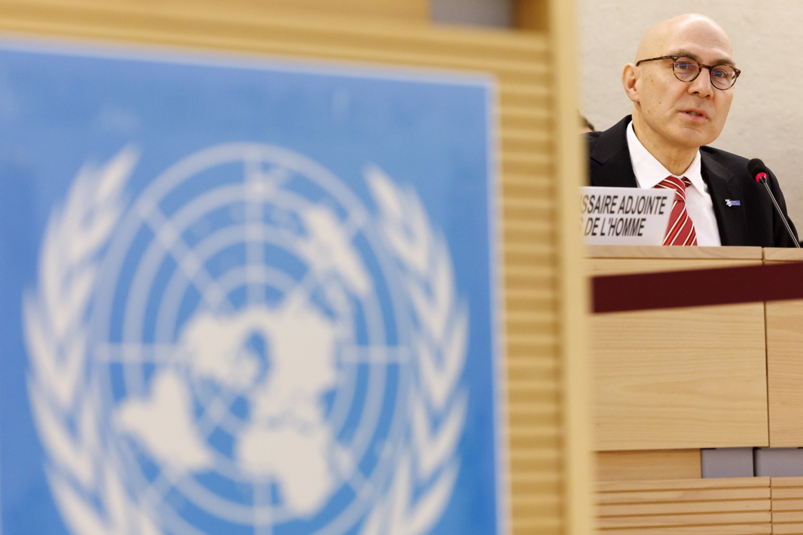 epa10494826 U.N. High Commissioner for Human Rights Volker Tuerk, attends at the Panel discussion on the death penalty, during the 52nd session of the Human Rights Council, at the European headquarters of the United Nations in Geneva, Switzerland, 28 February 2023.  EPA/SALVATORE DI NOLFI