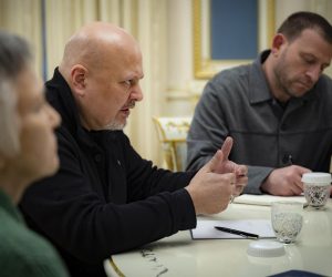 epa10495589 A handout photo made available by the Ukrainian Presidential Press Service shows Prosecutor of the International Criminal Court (ICC) Karim Khan during a meeting with Ukraine's President Zelensky in Kyiv (Kiev), Ukraine, 28 February 2023, amid Russia's invasion. Russian troops entered Ukraine on 24 February 2022 starting a conflict that has provoked destruction and a humanitarian crisis. One year on, fighting continues in many parts of the country.  EPA/UKRAINIAN PRESIDENTIAL PRESS SERVICE HANDOUT -- MANDATORY CREDIT: UKRAINIAN PRESIDENTIAL PRESS SERVICE -- HANDOUT EDITORIAL USE ONLY/NO SALES