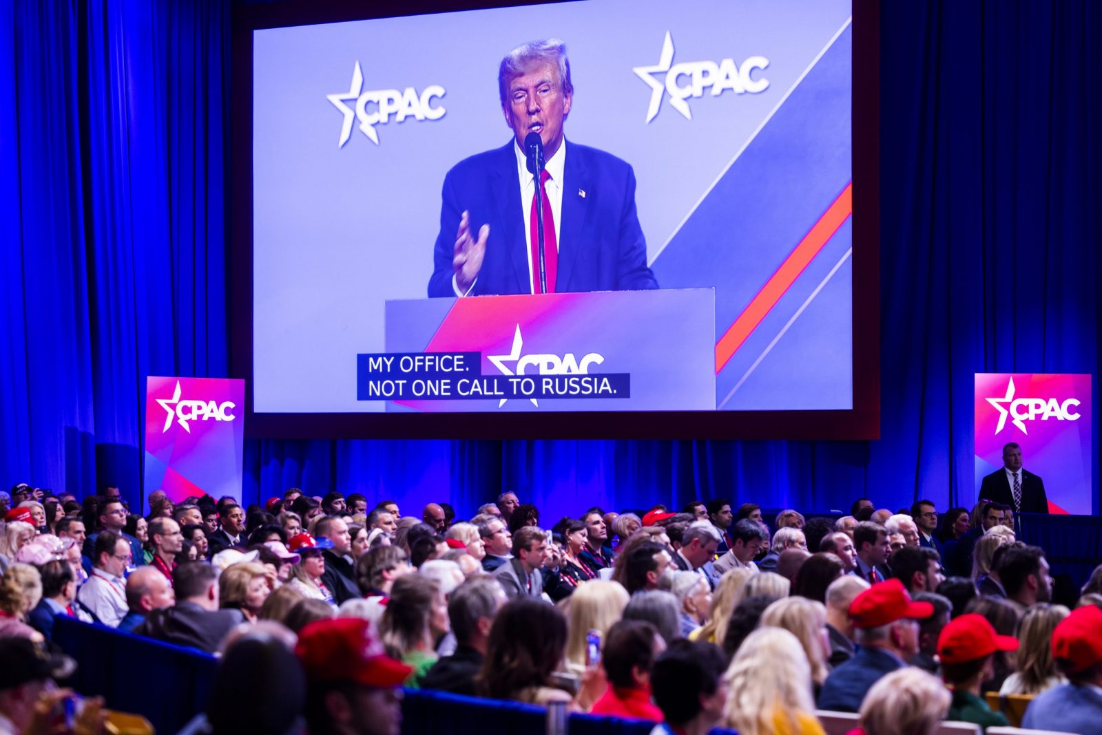 epa10503775 Former US President Donald Trump speaks at the Conservative Political Action Conference (CPAC), billed as the largest conservative gathering in the world, at the Gaylord National Resort & Convention Center in National Harbor, Maryland, USA, 04 March 2023.  Many conservatives skipped this year’s conference after a male campaign aid accused CPAC Chair Matt Schlapp of sexual assault.  EPA/JIM LO SCALZO