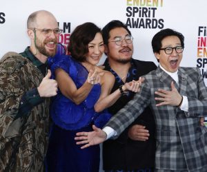epa10503820 (L-R) US director Daniel Scheinert, Malaysian actor Michelle Yeoh, US director Daniel Kwan and Vietnamese-American actor Ke Huy Quan attend the Film Independent Spirit Awards in Santa Monica, California, USA, 04 March 2023.  EPA/CAROLINE BREHMAN