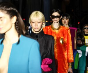 epa10505556 Models present creations from the Fall/Winter 2023/24 Womenswear collection for the Pierre Cardin label during the Paris Fashion Week, in Paris, France, 05 March 2023. The presentation of the Womenswear runs from 27 February to 07 March 2023.  EPA/Mohammed Badra