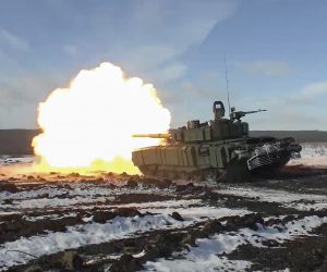 epa10507216 A still taken from a handout video made available 07 March 2023 by the Russian Defence Ministry's press service shows a Russian T-90 battle tank firing at an undisclosed location the in Donetsk region, Ukraine. On 24 February 2022 Russian troops entered the Ukrainian territory in what the Russian president declared to be a 'Special Military Operation', starting an armed conflict that has provoked destruction and a humanitarian crisis.  EPA/RUSSIAN DEFENCE MINISTRY PRESS SERVICE/HANDOUT HANDOUT  HANDOUT EDITORIAL USE ONLY/NO SALES