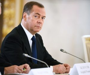 epa10535434 Deputy head of Russia's Security Council Dmitry Medvedev (R) attends the Russia - China talks at the Kremlin in Moscow, Russi 21 March 2023. Chinese President Xi Jinping arrived in Moscow on a three-day visit, which will last from March 20 to 22, according to Russian and Chinese state agencies. Xi Jinping visits Russia on improving joint partnership and developing key areas of Russian-Chinese economic cooperation.  EPA/ALEXEY MAYSHEV / SPUTNIK / KREMLIN POOL MANDATORY CREDIT