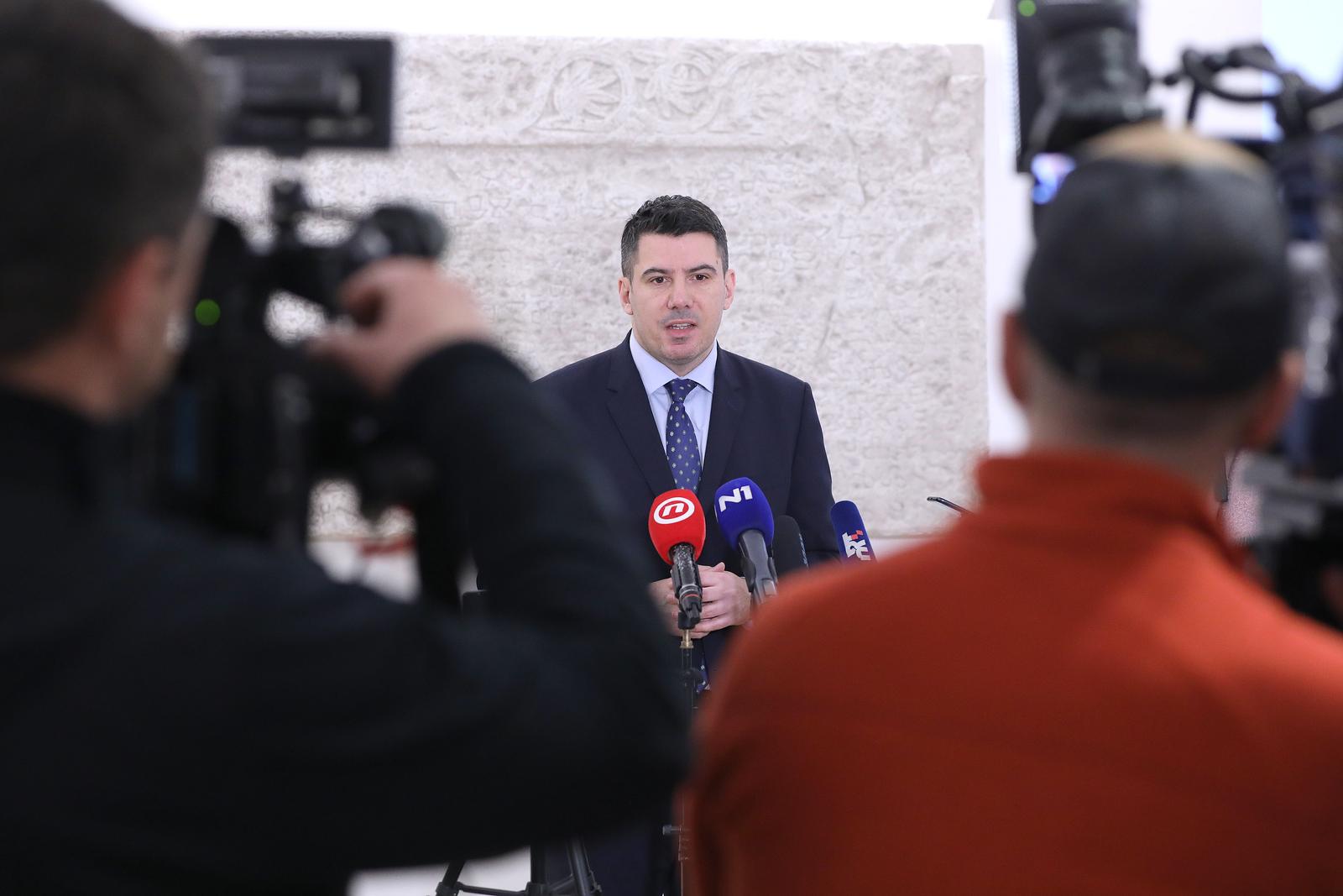 02.03.2023., Zagreb - Na konferenciji za medije odrzanoj u Saboru o novim podacima o inflaciji govorio je zastupnik Nikola Grmoja. Photo: Patrik Macek/PIXSELL