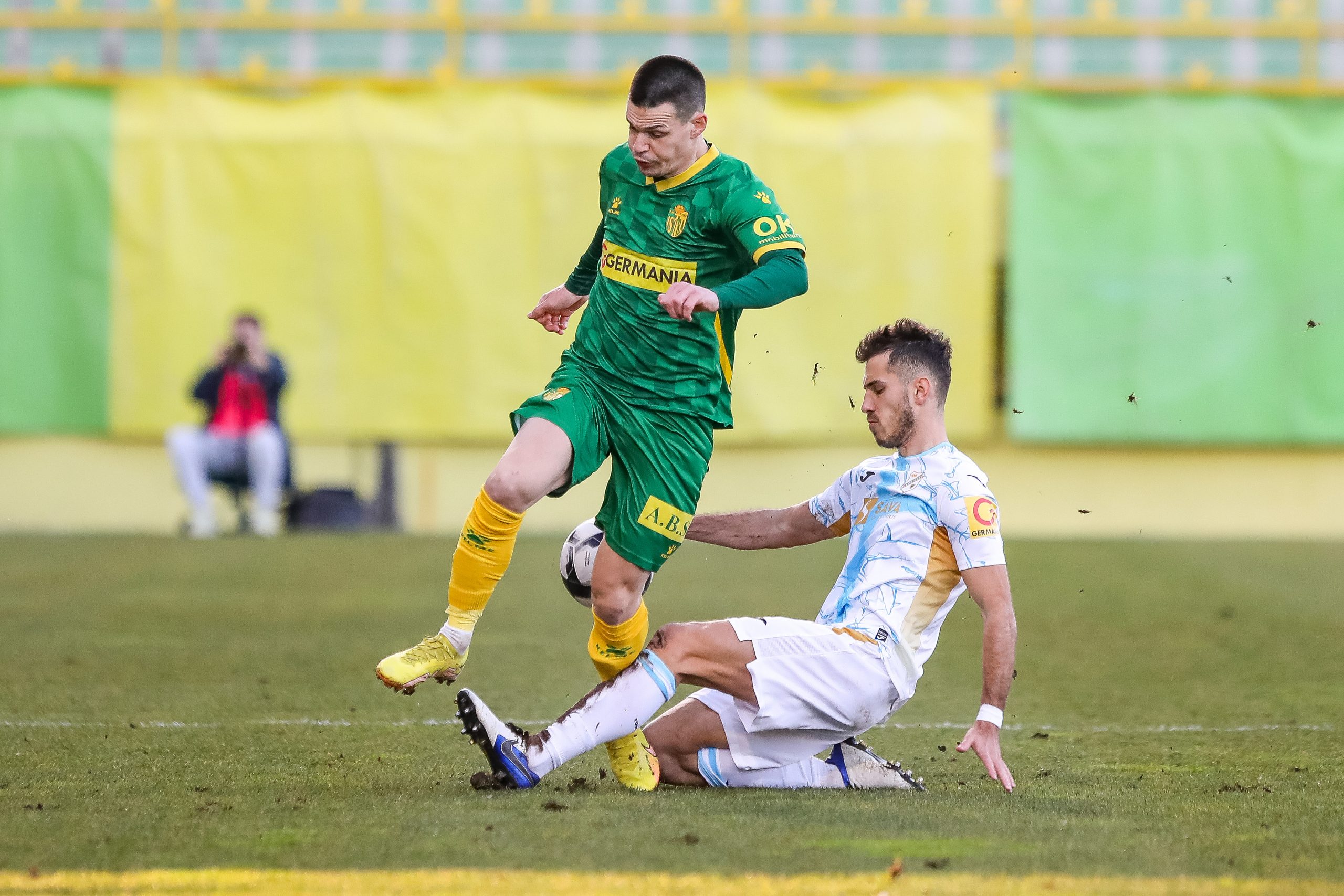 03.03.2023., stadion Aldo Drosina, Pula - SuperSport HNL, 24. kolo, NK Istra 1961 - HNK Rijeka. Ante Erceg, Bruno Goda Photo: Srecko Niketic/PIXSELL