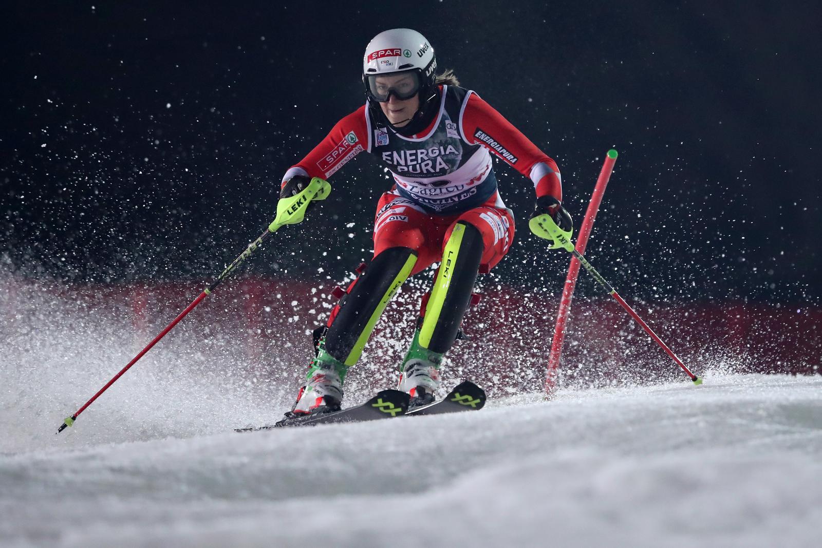 04.01.2023., Zagreb - Druga voznja prve utrke zenskog slaloma Audi FIS Svjetskog skijaskog kupa Snow Queen Trophy 2023.Leona Popovic.
 Photo: Matija Habljak/PIXSELL