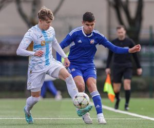 08.03.2023., stadion Maksimir, Zagreb - Hrvatski nogometni kup juniora, cetvrtfinale, GNK Dinamo - HNK Rijeka. Jakov Bilajac, Ivan Cvetko Photo: Luka Stanzl/PIXSELL