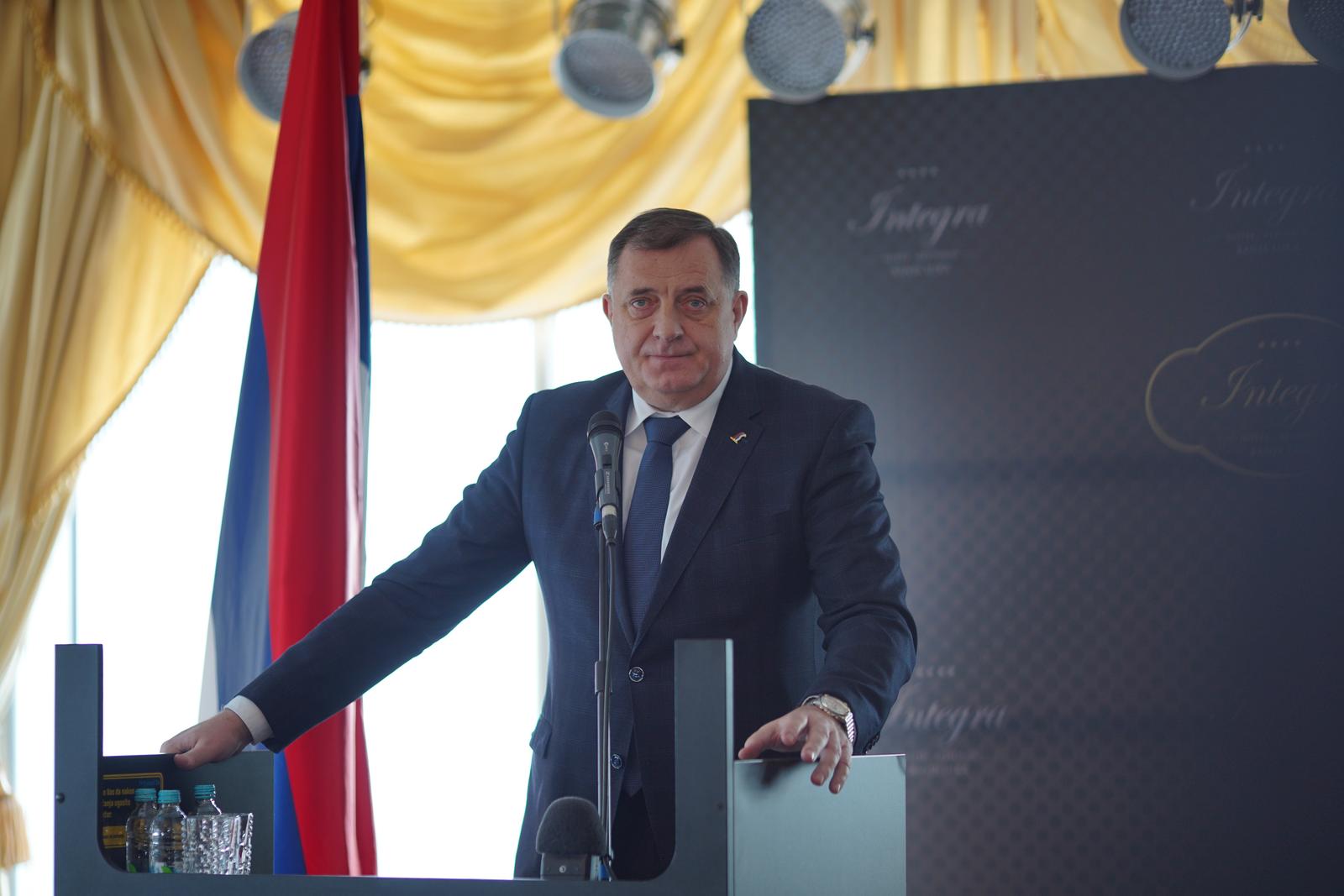 09.02.2023., poslovni centar "Integra", Banjaluka (BiH) – Komemoracija povodom smrti jednog od osnivaca, vlasnika i generalnog direktora privrednog drustva "Integral inzenjering" i jednog od najbogatijih ljudi u BiH Slobodana Stankovica. Mnogobrojni clanovi porodice, prijatelji, radnici, direktori i politicko rukovodstvo RS i BiH, okupili su se danas na komemoraciji. Govore su odrzali Nikola Radovanovic, izvrsni direktor za marketing Integral Inzenjeringa, i Milorad Dodik, predsjednik RS i blizak Stankovicev prijatelj.  Photo: Dejan Rakita/PIXSELL