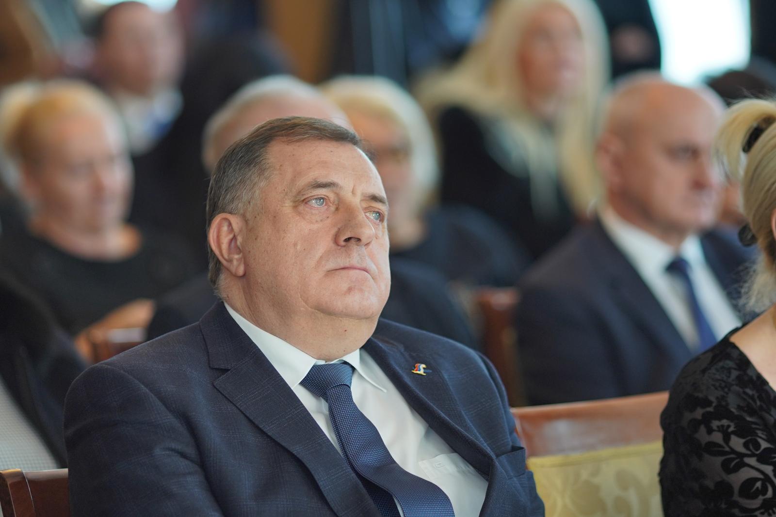 09.02.2023., poslovni centar "Integra", Banjaluka (BiH) – Komemoracija povodom smrti jednog od osnivaca, vlasnika i generalnog direktora privrednog drustva "Integral inzenjering" i jednog od najbogatijih ljudi u BiH Slobodana Stankovica. Mnogobrojni clanovi porodice, prijatelji, radnici, direktori i politicko rukovodstvo RS i BiH, okupili su se danas na komemoraciji. Govore su odrzali Nikola Radovanovic, izvrsni direktor za marketing Integral Inzenjeringa, i Milorad Dodik, predsjednik RS i blizak Stankovicev prijatelj.  Photo: Dejan Rakita/PIXSELL