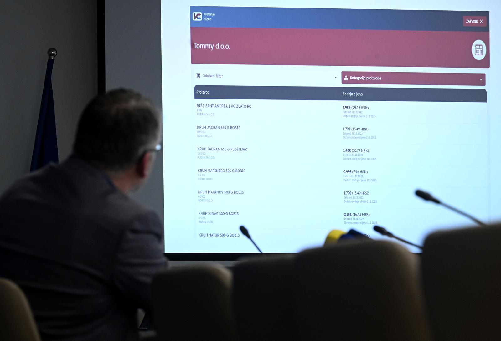 10.02.2023., Zagreb - Ministarstvo Gospodarstva i odrzivog razvoja predstavilo aplikaciju za pracenje cijena trgovaca, takozvana bijela lista. Pomocu aplikacije kupci mogu pratiti cijene u trgovackim lancima ali samo odredjene artikle. Cijena aplikacije kostala je oko 26000 eura. Jurica Lovricevic Photo: Marko Lukunic/PIXSELL