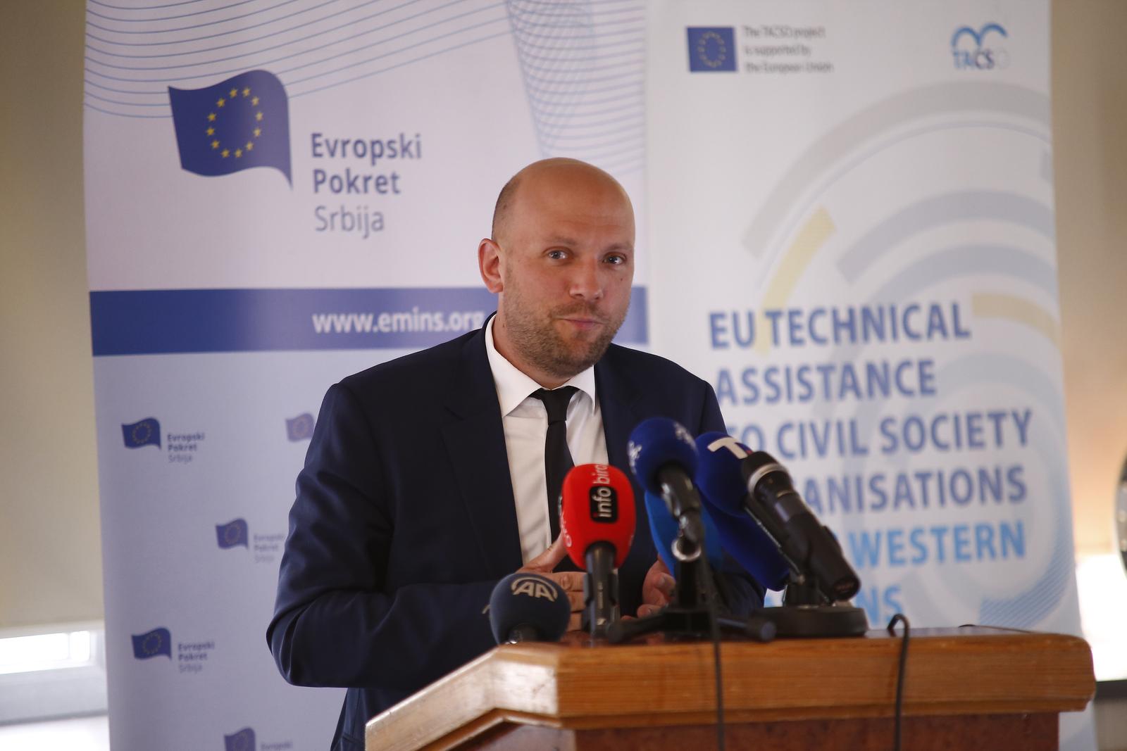 10, May, 2022, Belgrade - German Special Envoy for the Western Balkans Manuel Saracin spoke at the "Revitalization of EU Values" conference organized by the European Movement in Serbia and EU TACSO. Manuel Saracen. Photo: Amir Hamzagic/ATAImages

10, maj, 2022, Beograd - Specijalni izaslanik Vlade Nemacke za Zapadni Balkan Manuel Saracin govorio je na konferenciji "Revitalizacija EU vrednosti" koju organizuju Evropski pokret u Srbiji i EU TACSO. Photo: Amir Hamzagic/ATAImages Photo: Amir Hamzagic/ATAImages/PIXSELL