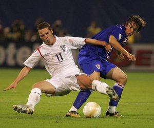 11.10.2006., stadion Maksimir, Zagreb - Kvalifikacijska utakmica za Europsko prvenstvo, Hrvatska - Engleska. Scott Parker, Niko Kranjcar. Photo: Sanjin Strukic/PIXSELL