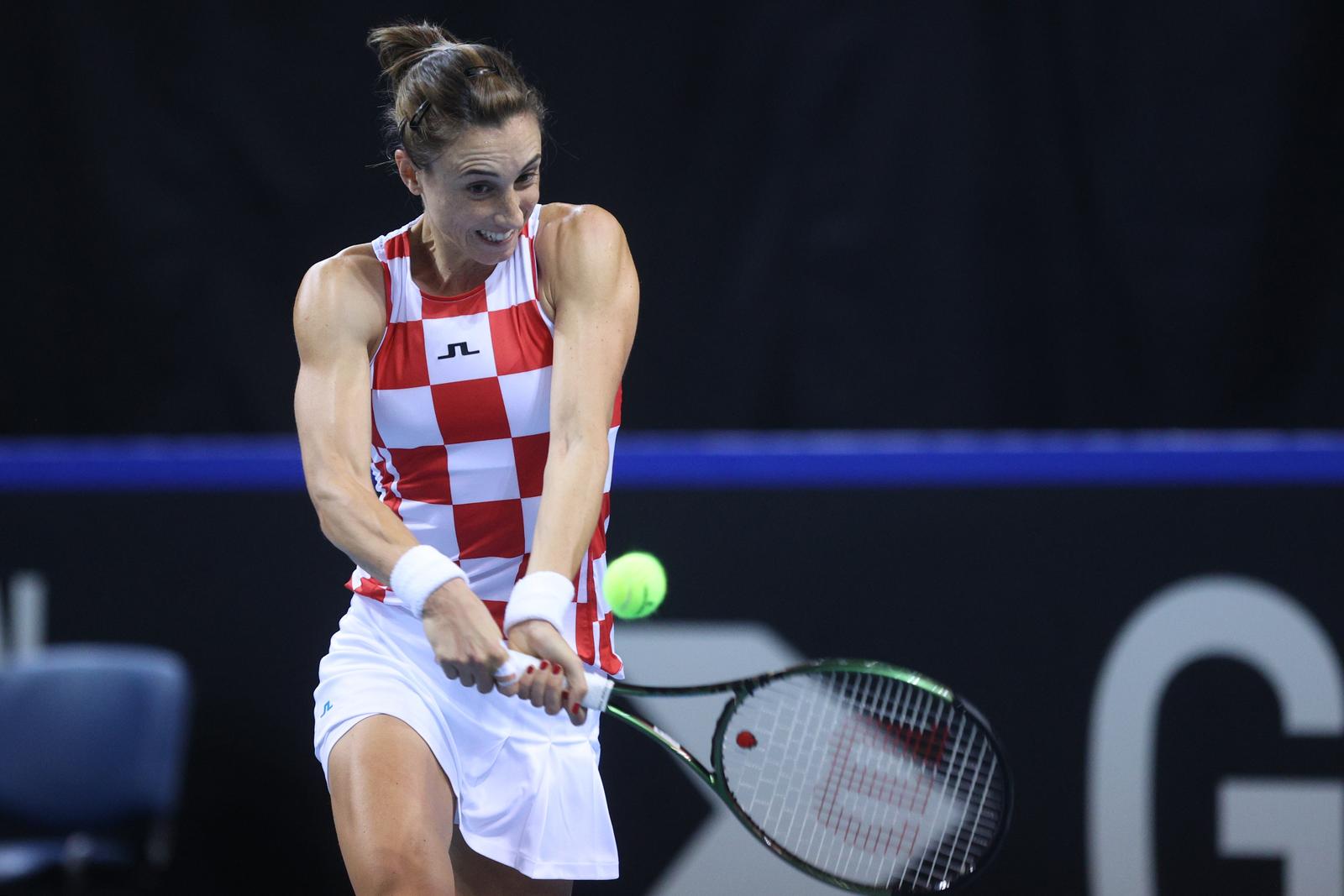 11.11.2022., Rijeka - Billie Jean King Cup, Hrvatska protiv Njemacke, teniski mec izmedu Petre Martic i Eve Lys.   Photo: Nel Pavletic/PIXSELL