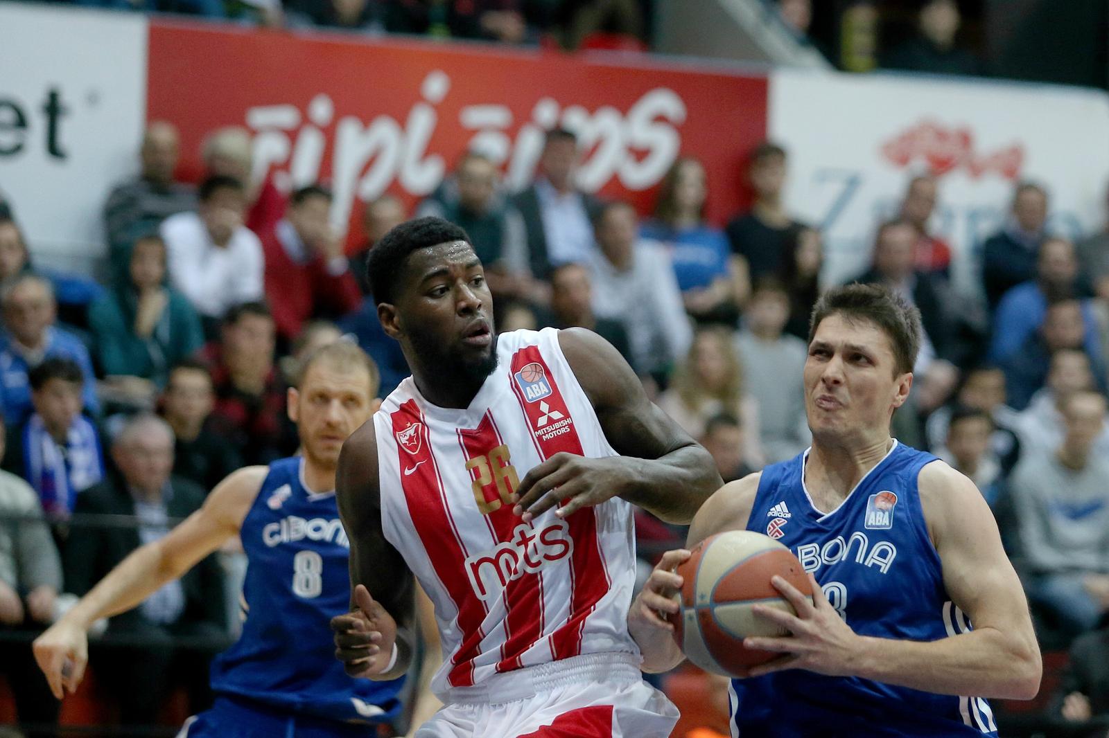 11.12.2017., KC Drazen Petrovic, Zagreb - ABA liga, 11. kolo, KK Cibona - KK Crvena zvezda mts. Mathias Lessort, Marko Tomas. Photo: Dalibor Urukalovic/PIXSELL