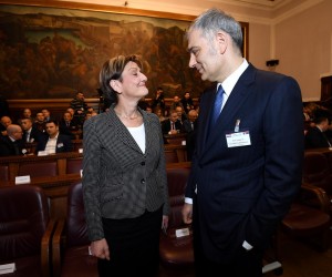 12.02.2018., Zagreb - Hrvatsko-srpski gospodarski forum u Hrvatskoj gospodarskoj komori. Izaslanstvo Republike Srbije predvodjeno predsjednikom Vucicem u dvodnevnom je posjetu Hrvatskoj. Ministrica gospodarstva Martina Dalic i Emil Tedeschi. Photo: Marko Lukunic/PIXSELL