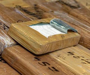 14.04.2021., Dubrovnik - U policijskoj postaji Vila Palma odrzana je konferencija za medije o rekordnoj zaplijeni kokaina u Luci Ploce. Zaplijenjeno je 574,8 kilograma kokaina koji je dopremljen u kontejneru banana. Photo: Grgo Jelavic/PIXSELL