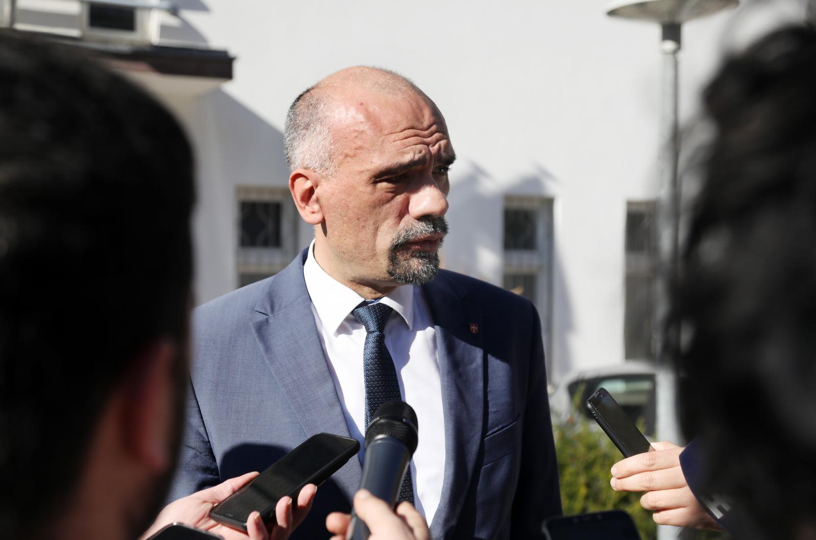 16.02.2023.,Sibenik-Zupan dr Marko Jelic daje izjavu medijima.
 Photo: Dusko Jaramaz/PIXSELL