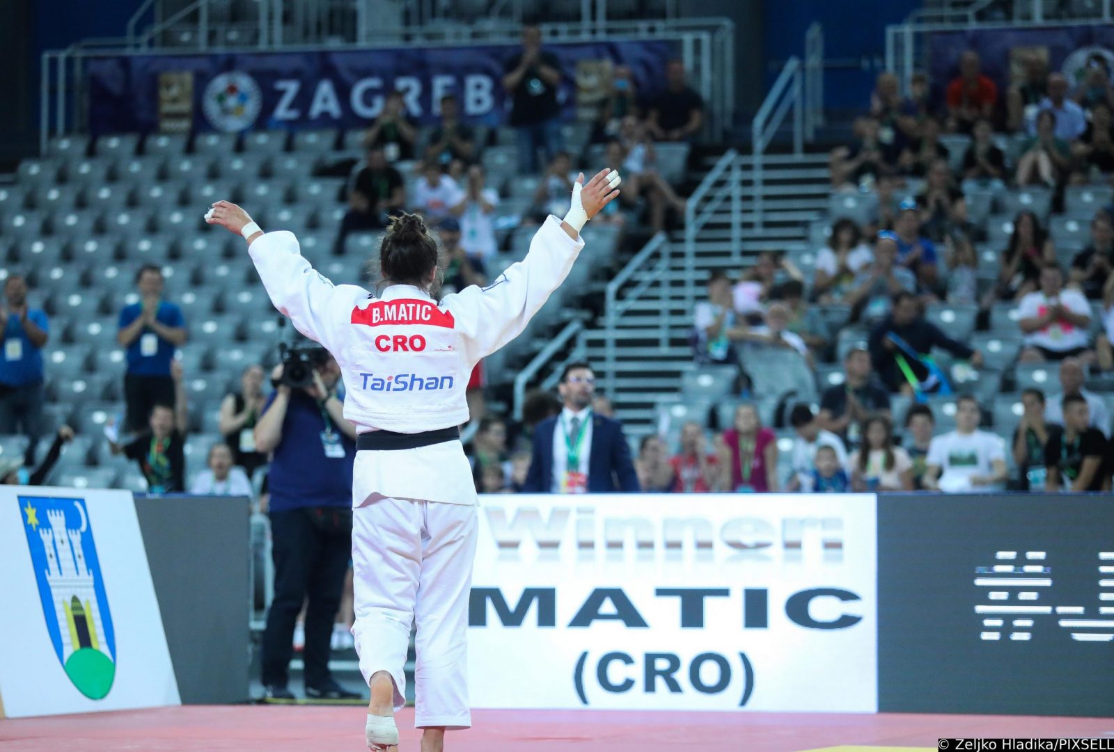 16.07.2022., Zagreb - JF World Judo Tour Zagreb Grand Prix 2022. Zene do 70 kg, borba za zlatnu medalju. Barbara Matic (Hrvatska) - Miriam Butkereit  (Njemacka). Barbara Matic  Photo: Zeljko Hladika/PIXSELL