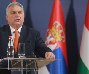 16, November, 2022, Belgrade - The President of the Republic of Serbia, Aleksandar Vucic, is the host of the second trilateral summit of Hungary, Serbia and Austria.  Viktor Orban. Photo: Milos Tesic/ATAImages

16, novembar, 2022, Beograd  - Predsednik Republike Srbije Aleksandar Vucic domacin je drugog trilateralnog Samita Madjarske, Srbije i Austrije. Photo: Milos Tesic/ATAImages Photo: Milos Tesic/ATAImages/PIXSELL