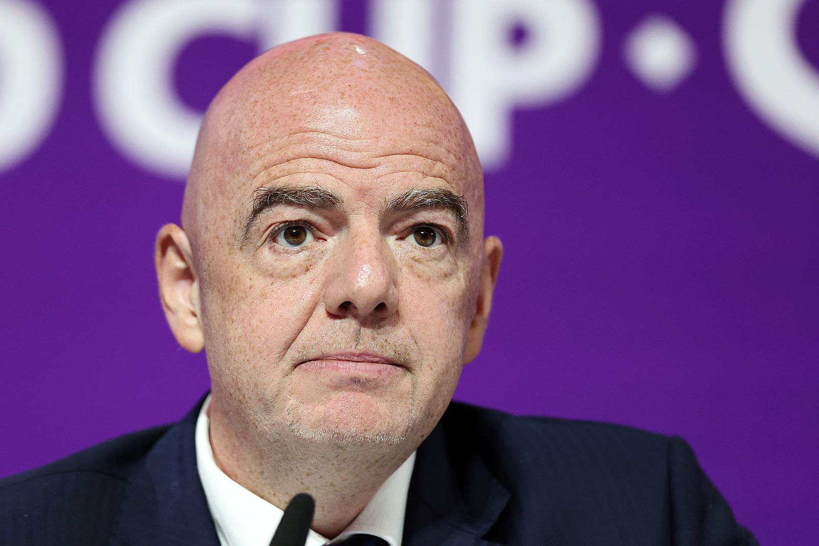 16.12.2022., Qatar National Convention Centre, QNCC, Doha, Katar - Zavrsna konferencija za medije na SP u Kataru. Predsjednik FIFA-e, Gianni Infantino i Bryan Swanson. 
 Photo: Goran Stanzl/PIXSELL