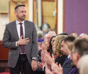 17.03.2023., Zagreb - Matica hrvatskih sindikata obiljezila je 30. obljetnicu svog osnutka prigodnim svecanim programom u hotelu Westin. Ministar rada, mirovinskoga sustava, obitelji i socijalne politike Marin Piletic. Photo: Luka Stanzl/PIXSELL
