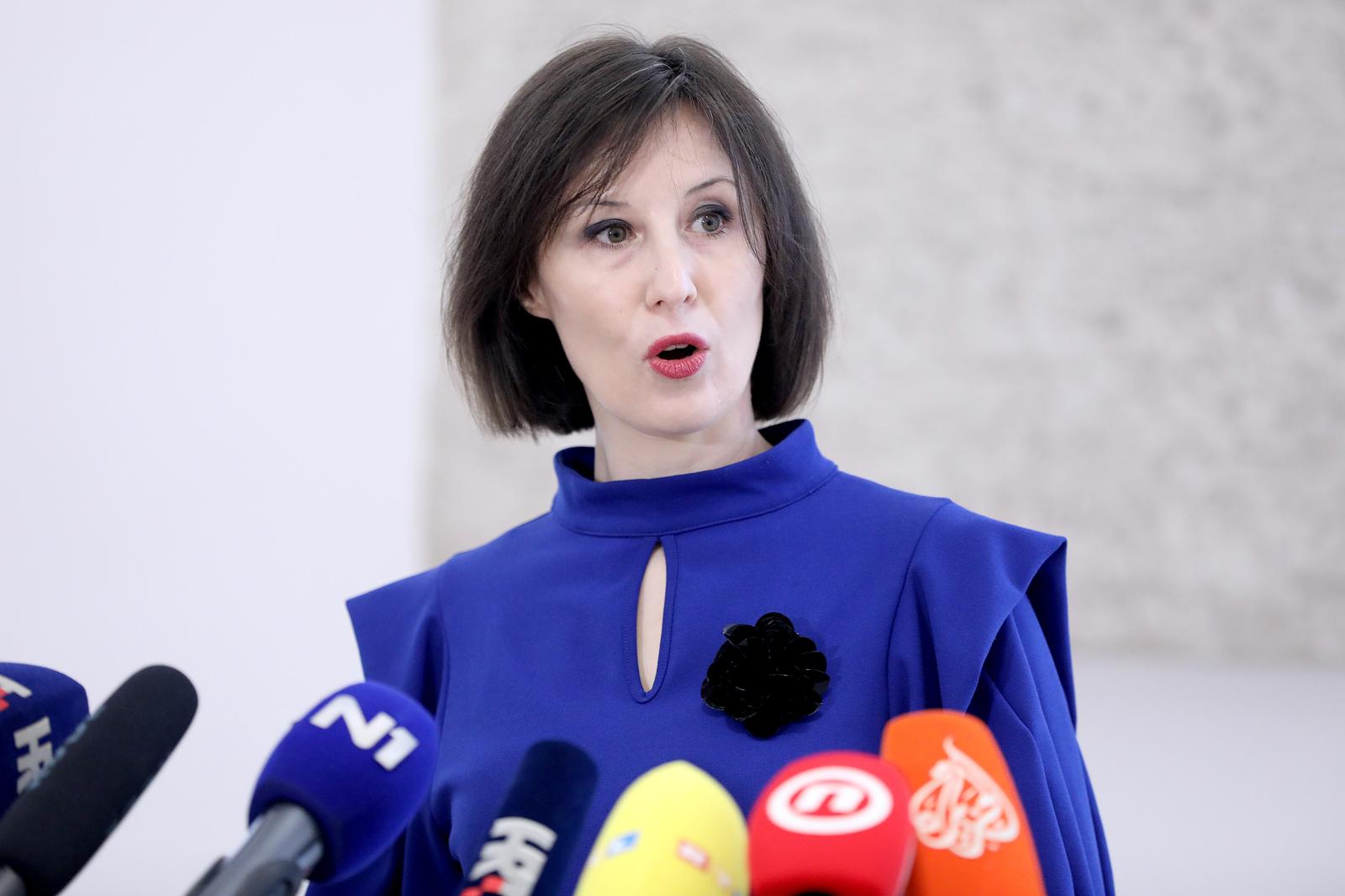 17.03.2023., Zagreb - Na konferenciji za medije odrzanoj u Saboru o aktualnim temema govorila je zastupnica Dalija Oreskovic.
. Photo: Patrik Macek/PIXSELL