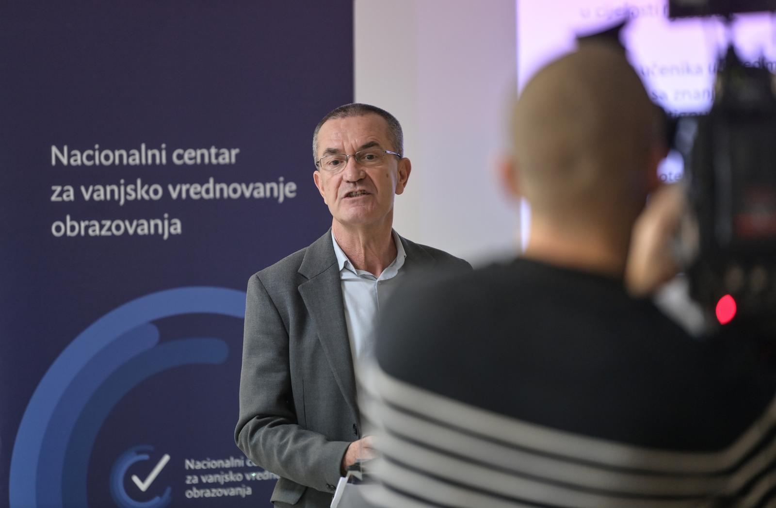 20.01.2023., Zagreb - Ravnatelj Nacionalnog centra za vanjsko vrednovanje obrazovanja Vinko Filipovic predstavio je rezultate nacionalnih ispita provedenih u listopadu 2022. godine u petom razredu na uzorku od 81 osnovne skole. Photo: Igor Soban/PIXSELL