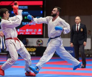 21.01.2023., Samobor - U sportskoj dvorani Samobor odrzano je 31. izdanje tradicionalnog medjunarodnog turnira Karate Grand Prix Croatia, koji je u svojem ovogodisnjem izdanju okupio vise od 1800 natjecatelja iz 24 zemlje. Enes Garibovic, Jakov Bunjevac. Photo: Tomislav Miletic/PIXSELL