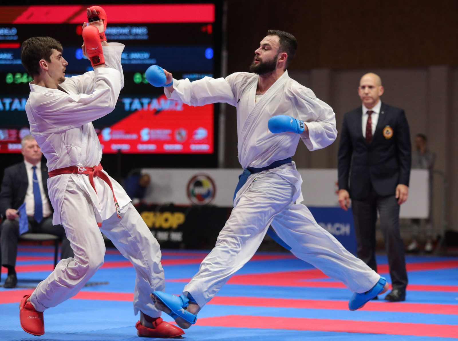 21.01.2023., Samobor - U sportskoj dvorani Samobor odrzano je 31. izdanje tradicionalnog medjunarodnog turnira Karate Grand Prix Croatia, koji je u svojem ovogodisnjem izdanju okupio vise od 1800 natjecatelja iz 24 zemlje. Enes Garibovic, Jakov Bunjevac. Photo: Tomislav Miletic/PIXSELL