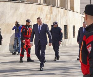 21.02.2023., Palata Republike, Banjaluka (BiH) – Svecani prijem kod predsjednika Republike Srpske Milorada Dodika za 30 pripadnika specijalistickog tima Republicke uprave civilne zastite - za traganje i spasavanje iz rusevina koji su ucestvovali u humanoj misiji u Turskoj nakon razornog zemljotresa.   Photo: Dejan Rakita/PIXSELL