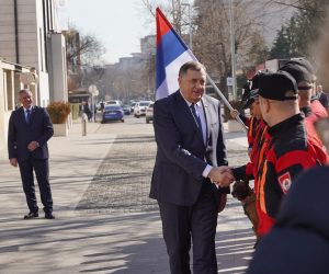 21.02.2023., Palata Republike, Banjaluka (BiH) – Svecani prijem kod predsjednika Republike Srpske Milorada Dodika za 30 pripadnika specijalistickog tima Republicke uprave civilne zastite - za traganje i spasavanje iz rusevina koji su ucestvovali u humanoj misiji u Turskoj nakon razornog zemljotresa.   Photo: Dejan Rakita/PIXSELL
