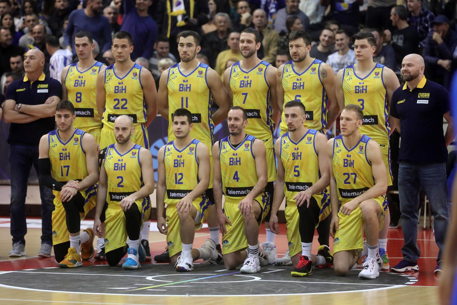 24.02.2020., SKPC Mejdan, Tuzla, Bosna i Hercegovina - Kvalifikacije za Europsko prvenstvo, FIBA EuroBasket 2021., Bosna i Hercegovina - Grcka. Gornji red: Tihomir Mustapic, Milan Milosevic, Emir Sulejmanovic, Kenan Kamenjas, Miralem Halilovic, Andrija Stipanovic, Amer Alibegovic, Vedran Bosnic. rrDonji red: Aleksandar Lazic, Filip Adamovic, Sani Campara, Muhamed Pasalic, Edin Atic, Adin Vrabac Photo: Armin Durgut/PIXSELL