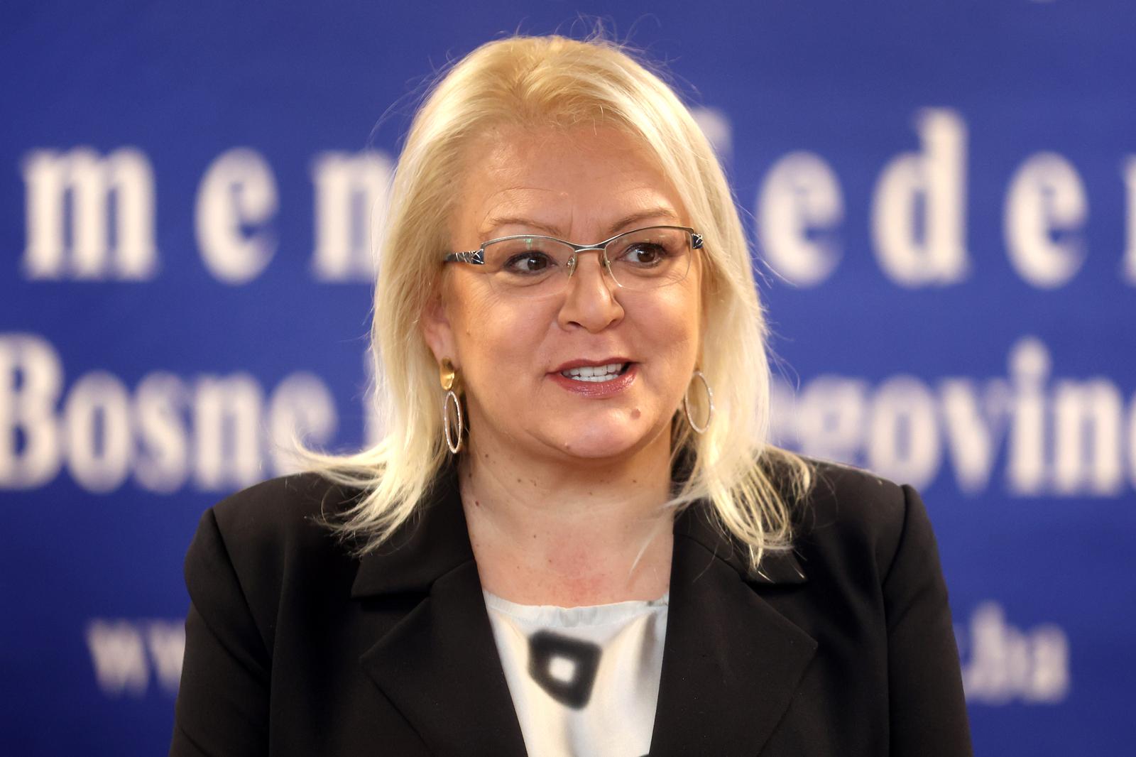 24.02.2023., Sarajevo, Bosna i Hercegovina - Nakon kratkog sastanka koji su odrzali clanovi rukovodstva Federacije BiH, odrzana je konferencija za medije.
  Photo: Armin Durgut/PIXSELL