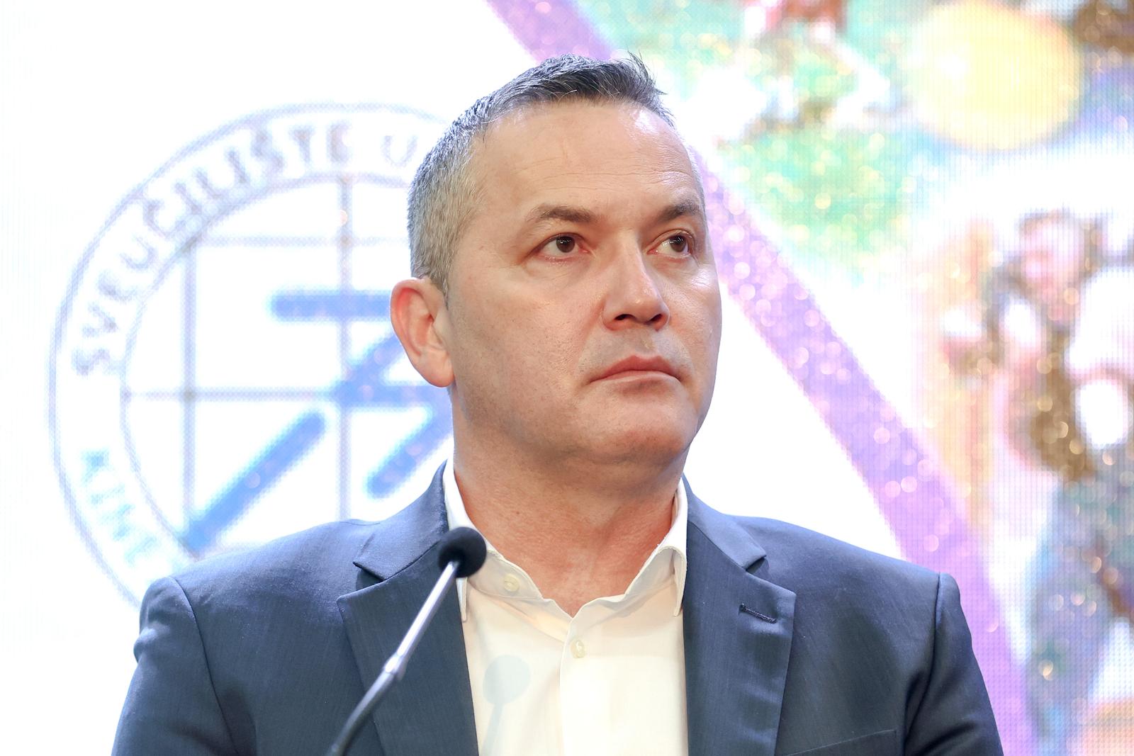 25.02.2023., Zagreb - 21. izdanje  medjunarodne konferencije Kondicijska priprema sportasa na Kinezioloskom fakultetu Sveucilista u Zagrebu. Panel: Hrvatski nogometni uspjeh - mudrost, ponos, zajednistvo. predsjednik Hrvatskog nogometnog saveza Marijan Kustic Photo: Igor Kralj/PIXSELL