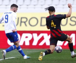 28.02.2023., Split - UEFA Liga prvaka mladih, osmina finala, HNK Hajduk - Manchester City. Mate Antunovic, Jadel Katongo Photo: Milan Sabic/PIXSELL