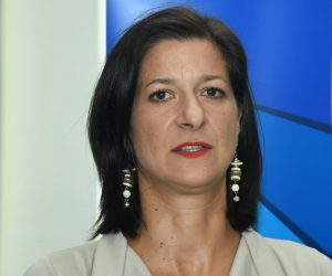 29.08.2022., Petrinja - Odrzano je je Javno predstavljanje projekta rekonstrukcije Srednje skole Petrinja. 
Republika Hrvatska kroz Projekt obnove nakon potresa i jacanje pripravnosti javnog zdravstva provodi projekt rekonstrukcije Srednje skole Petrinja. Rekonstrukcija se provodi iz zajma Svjetske banke. gradonacelnica Petrinje Magdalena Komes. Photo: Nikola Cutuk/PIXSELL
