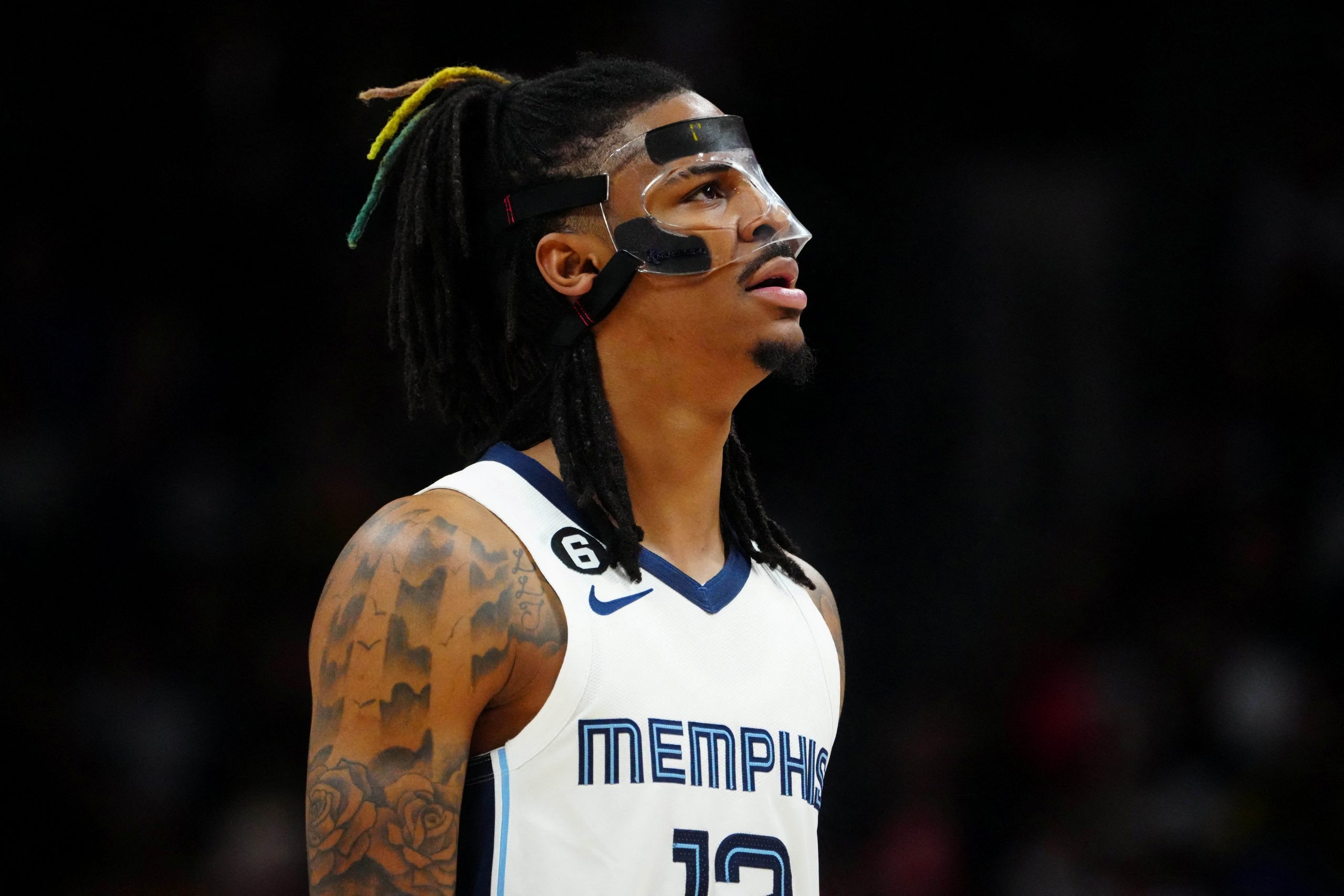 FILE PHOTO: Mar 3, 2023; Denver, Colorado, USA; Memphis Grizzlies guard Ja Morant (12) looks on in the second quarter against the Denver Nuggets at Ball Arena. Mandatory Credit: Ron Chenoy-USA TODAY Sports/File Photo Photo: Ron Chenoy/REUTERS