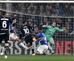 Mp Genova 22/04/2023 - campionato di calcio serie A / Sampdoria-Spezia / foto Matteo Papini/Image nella foto: gol Daniele Verde PUBLICATIONxNOTxINxITA