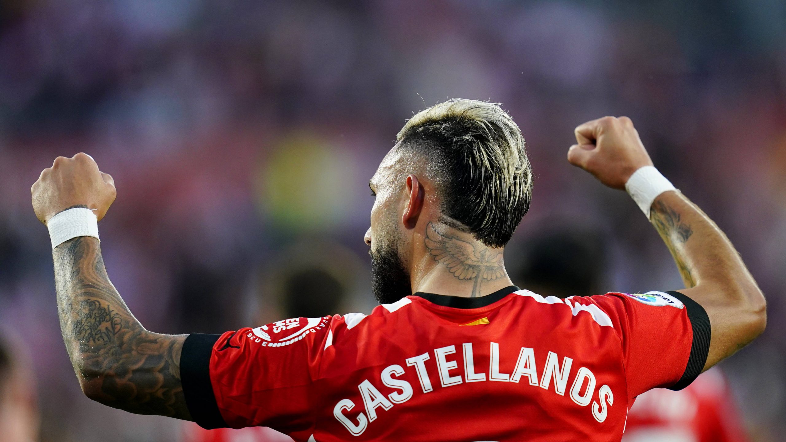 ESP: Girona FC-Real Madrid. La Liga Santander Taty Castellanos of Girona FC celebrates his goal during the La Liga match between Girona FC and Real Madrid played at Montilivi Stadium on April 25, 2023 in Girona, Spain. kpng Copyright: xSergioxRuizx/xPRESSINx PS_230425_011