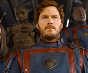 GUARDIANS OF THE GALAXY VOL. 3, from left: Pom Klementieff as Mantis, Groot (voice: Vin Diesel), Chris Pratt as Star-Lord, Dave Bautista as Drax, Karen Gillan as Nebula, 2023. © Marvel / © Walt Disney Studios Motion Pictures / Courtesy Everett Collection