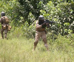 epa10515506 Nigeriens specials forces soldiers takes part in Flintlock 2023 which is a U.S. Africa Command annual special operations event, in Jacqueville, Ivory Coast, 11  March 2023. Flintlock is U.S. Africa Command's first and largest annual special operations exercise combining military and law enforcement to build the capabilities of African and international special operations forces. The exercise, which has been held since 2005, is conducted on the basis of mutual respect and collaboration to advance the common interests of regional stability. The host countries this year are Ghana and Ivory Coast, about 1300 soldiers from 30 countries are participating. Flintlock aims to build the capacity of key partner countries in the region to counter violent extremist groups, collaborate across borders and keep their people safe, while respecting human rights and building trust with civilian populations. The African countries participating this year are Burkina Faso, Cape Verde, Cameroon, Chad, Côte d'Ivoire, Ghana, Libya, Mauritania, Niger, Nigeria, Senegal, South Africa, Togo, Morocco and Tunisia. Other participants are Austria, Belgium, Brazil, Canada, Czech Republic, Denmark, France, Germany, Italy, Netherlands, Poland, Spain, UK United and the United States, according to U.S. Africa Command's official website.  EPA/LEGNAN KOULA