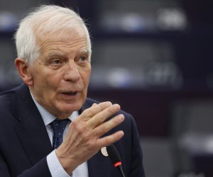 epa10522507 High Representative of the European Union for Foreign Affairs and Security Policy, Josep Borrell, speaks during a debate on ‘Strengthening the Trans-Atlantic ties in an ever challenging multilateral world’, at the European Parliament in Strasbourg, France, 14 March 2023. The session of the European Parliament runs from 13 till 16 March.  EPA/JULIEN WARNAND