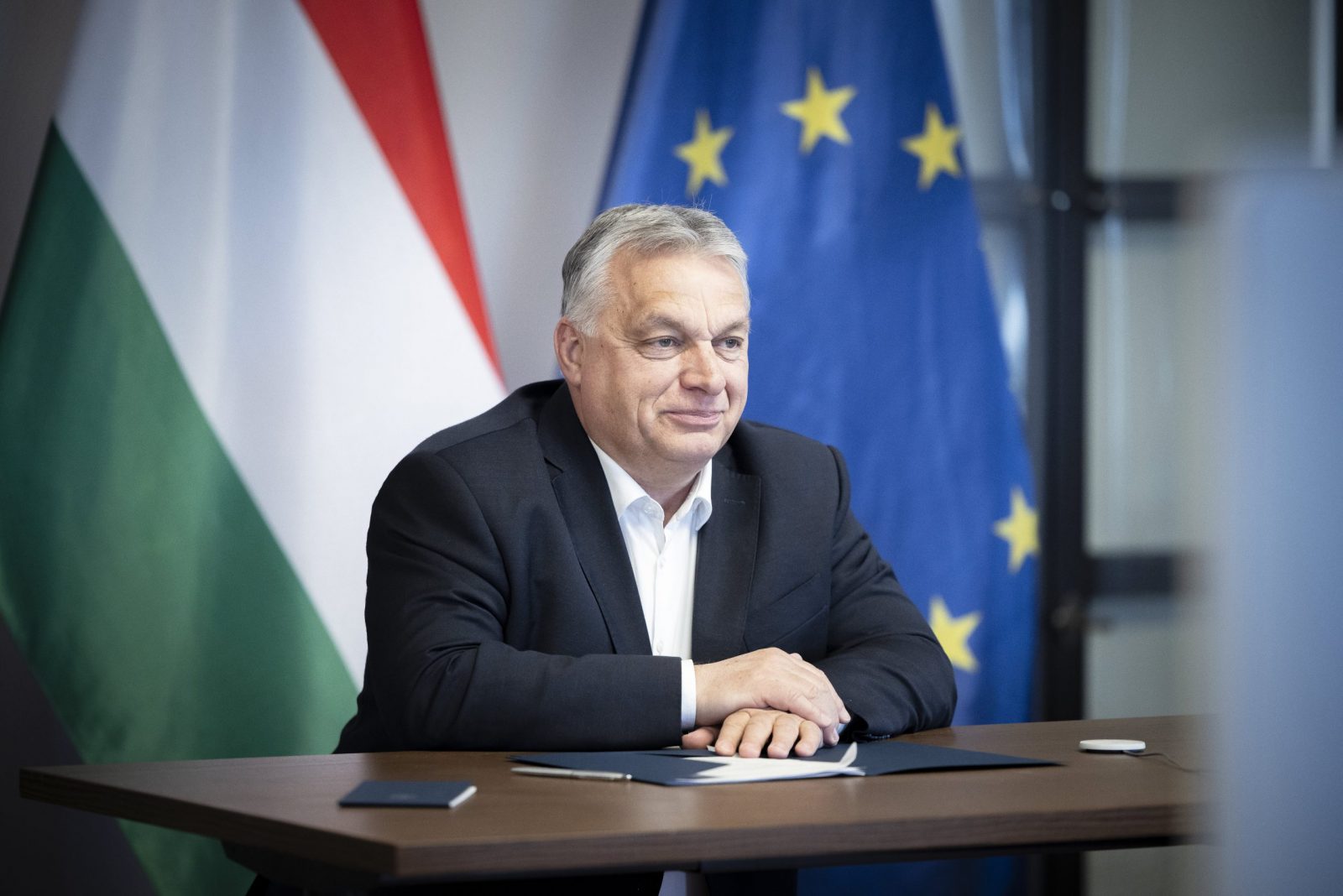 epa10535633 A handout photo made available by the Hungarian Prime Minister's Press Office shows Hungarian Prime Minister Viktor Orban attending a video conference along with his Greek, Slovenian, Slovak and Latvian counterparts, as well as European Council President Charles Michel from his office in Budapest, Hungary, 21 March 2023. The leaders held their talk in preparation for the upcoming European Council summit on 23 and 24 March in Brussels.  EPA/Zoltan Fischer/ Hungarian PM's Press Office HANDOUT HUNGARY OUT HANDOUT EDITORIAL USE ONLY/NO SALES