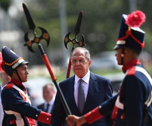 epa10576984 Russian Foreign Minister Sergei Lavrov arrives for a meeting with Brazilian Foreign Minister Mauro Vieira at the Itamaraty Palace in Brasilia, Brazil, 17 April 2023. Russian Foreign Minister Lavrov visits Brazil at the beginning of a tour of the Latin American countries that have the best relations with Moscow.  EPA/ANDRE BORGES