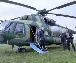epa10577999 A handout still image taken from handout video provided by Kremlin.ru shows Russian President Vladimir Putin visiting the headquarters of the ‘Dnieper’ army group in the Kherson Region, 18 April 2023. Putin made working trips to the headquarters of the Dnieper grouping of troops in the Kherson direction and to the headquarters of the Vostok National Guard in the Luhansk People's Republic.  EPA/KREMLIN.RU/HANDOUT HANDOUT HANDOUT EDITORIAL USE ONLY/NO SALES HANDOUT EDITORIAL USE ONLY/NO SALES