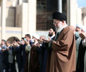 epa10585422 A handout photo made available by the Iranian supreme leader office shows Ayatollah Ali Khamenei leading the the eid al-Fitr prayer ceremony in Tehran, Iran, 22 April 2023.  EPA/SUPREME LEADER OFFICE HANDOUT  HANDOUT EDITORIAL USE ONLY/NO SALES