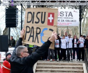 01.04.21023., Zagreb - U parku Zrinjevac organiziran prosvjed Udruge franak pod nazivom "Vrijeme je!" Photo: Sanjin Strukic/PIXSELL